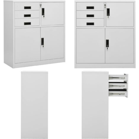 Armadio per Ufficio Grigio Chiaro 90x40x102 cm in Acciaio - Armadio in acciaio - Armadio con cassetti