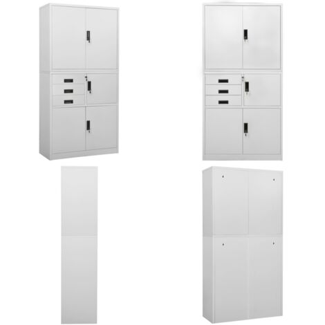 Armadio per Ufficio Grigio Chiaro 90x40x180 cm in Acciaio - Armadio in acciaio - Armadio per ufficio