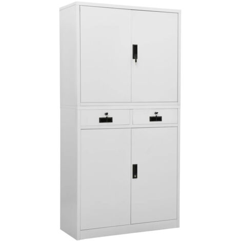 Armadio per Ufficio Grigio Chiaro 90x40x180 cm in Acciaio vidaXL