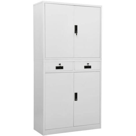 Armadio per Ufficio Grigio Chiaro 90x40x180 cm in Acciaio vidaXL