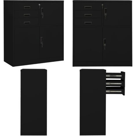 Armadio per Ufficio Nero 90x40x102 cm in Acciaio - Armadio in acciaio - Armadio per ufficio nero