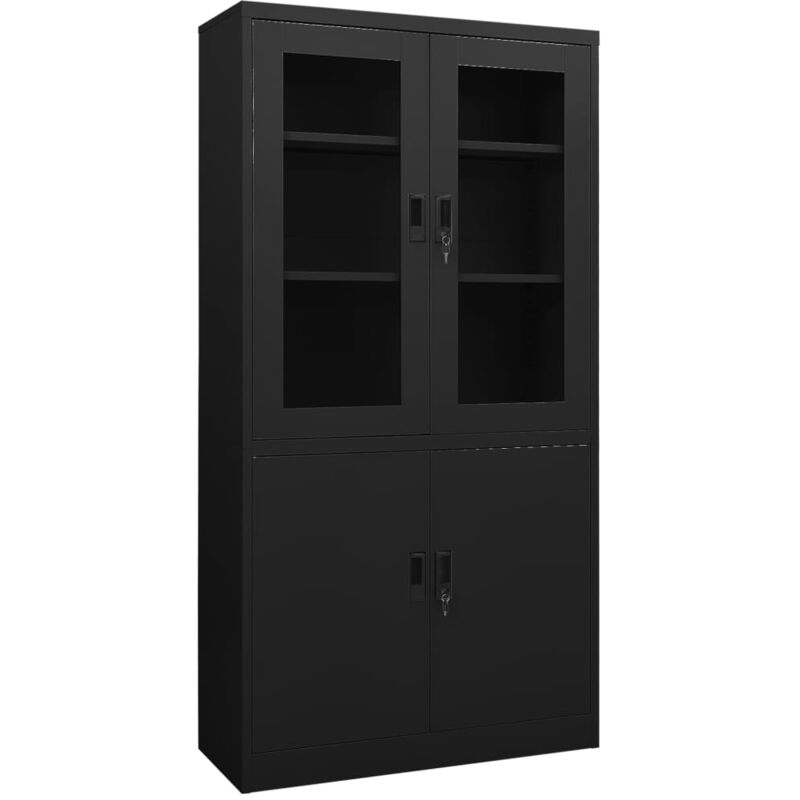 Armadio per Ufficio Nero 90x40x180 cm in Acciaio