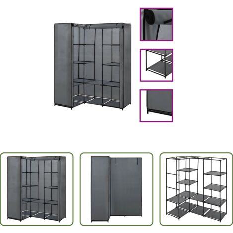 Armadio per vestiti -  Armadio Angolare Grigio 130x87x169 cm