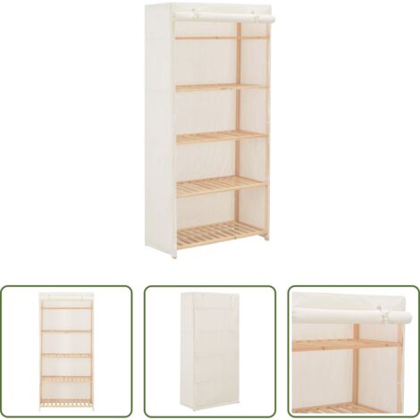 Armadio per vestiti -  Armadio Bianco 79x40x170 cm in Tessuto