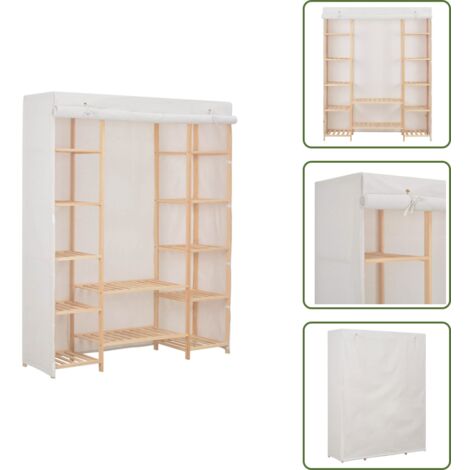 Armadio per vestiti - vidaXL Armadio Bianco 135x40x170 cm in Tessuto - Armadio per scarpe