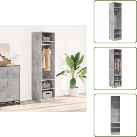 Armadio per vestiti - vidaXL Armadio Grigio Cemento 50x50x200 cm in Legno Multistrato - Armadio per accessori
