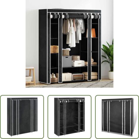 Armadio pieghevole -  Armadio in Tessuto con Scomparti e Aste 45x150x176 cm Nero