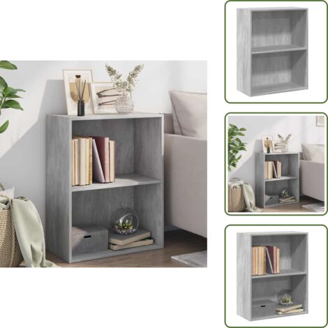 Armadio porta oggetti - vidaXL Libreria 2 Ripiani Grigio Cemento 60x30x76,5 Legno Multistrato - Libreria per riviste