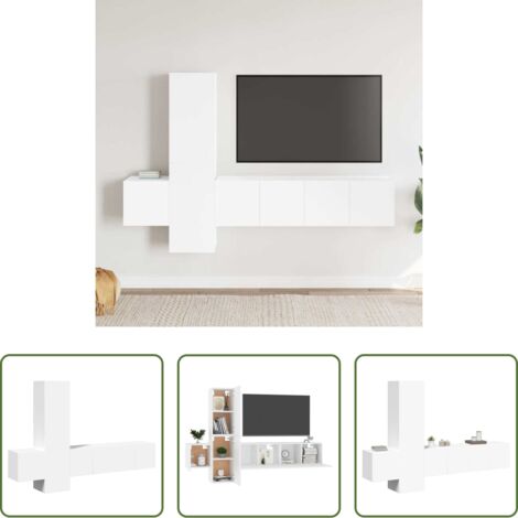 Armadio porta TV -  Set di Mobili Porta TV 5 pz Bianco in Legno Multistrato