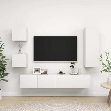 Armadio porta TV - vidaXL Set di Mobili Porta TV 5 pz Bianco in Legno Multistrato - Armadio TV in legno