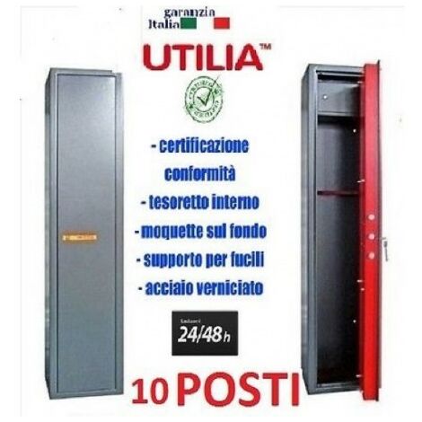 Armadio Portafucili Legno TCL/10 Fuciliera 10 Posti Con Tesoretto