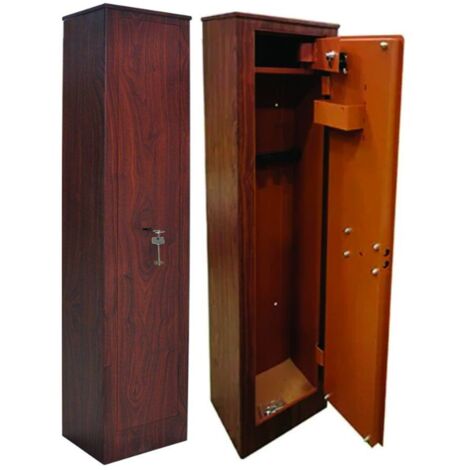 Armadio Portafucili In Acciaio Effetto Legno Con Tesoretto - mm.350x200x1450h. 3 posti peso kg.29