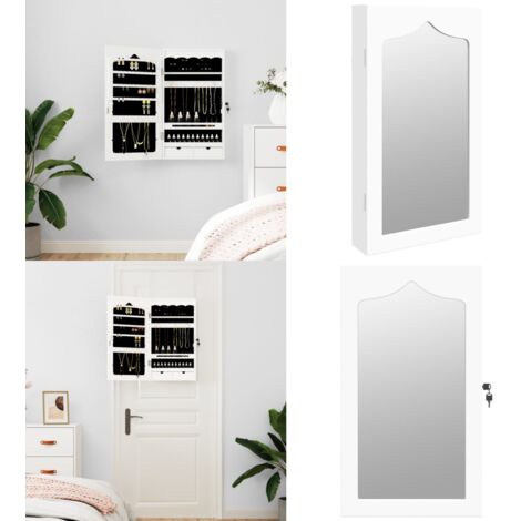 Armadio Portagioie con Specchio a Muro Bianco 37,5x10x67 cm - Armadio portagioie - Armadio con cassetti