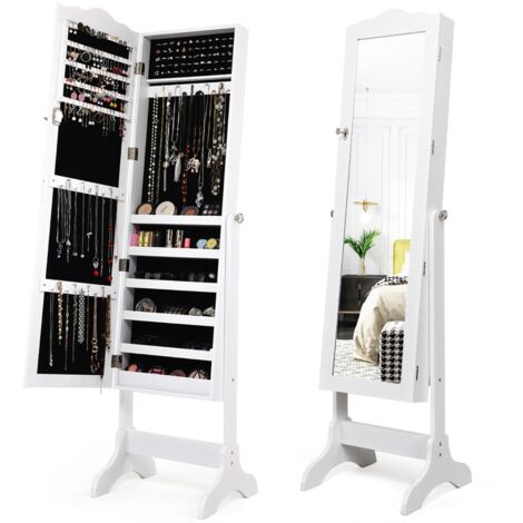 Armadio portagioie richiudibile Organizer gioielli design verticale angolo regolabile Bianco
