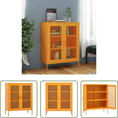 Armadio portaoggetti -  Armadio portaoggetti Giallo Senape 80x35x101,5 cm Acciaio