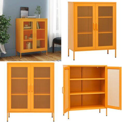 Armadio portaoggetti Giallo Senape 80x35x101,5 cm Acciaio - Armadio portaoggetti - Armadio in acciaio