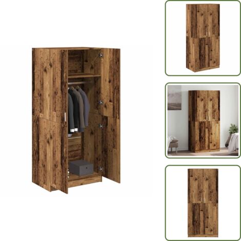 Armadio portaoggetti - vidaXL Armadio Legno Antico 80x52x180 cm in Truciolato - Armadio con ante