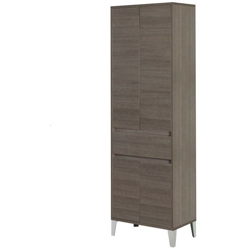 Armadio Portasciugamani quattro ante Rovere scuro 60x35x h183 cm