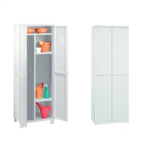 TRIOPLAST Mobile da esterno Portascope in resina effetto rattan bianco altezza 180cm