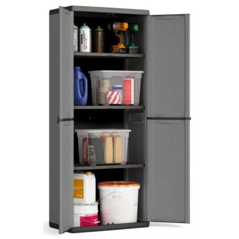 BRICOSHOP24 Keter Armadio Jolly Tuttopiani, 3 Ripiani Regolabili, Grigio/Nero, 68x39x166H cm