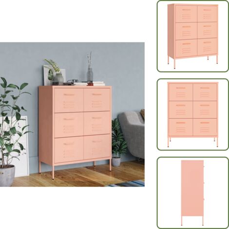 Armadio rosa - vidaXL Cassettiera Rosa 80x35x101,5 cm in Acciaio - Armadio per casa