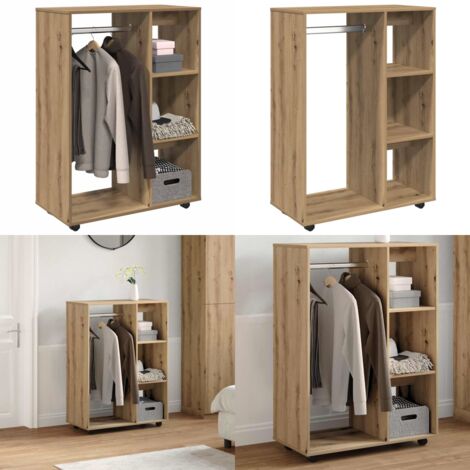 Armadio Rovere Artigianale 80x40x110 cm in Legno Multistrato - Armadio con ruote - Armadio per abiti