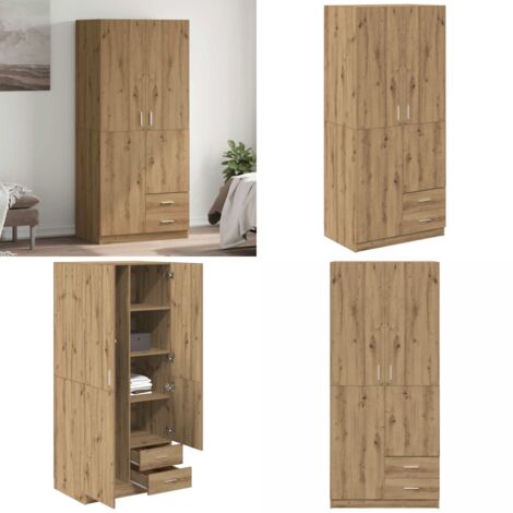 Armadio Rovere Artigianale 80x52x180 cm in Legno Multistrato - Armadio multistrato - Armadio con cassetti