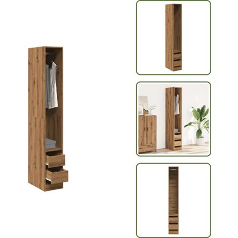 Armadio rovere artigianale - vidaXL Armadio Rovere Artigianale 30x50x200 cm in Legno Multistrato - Armadio con cassetti