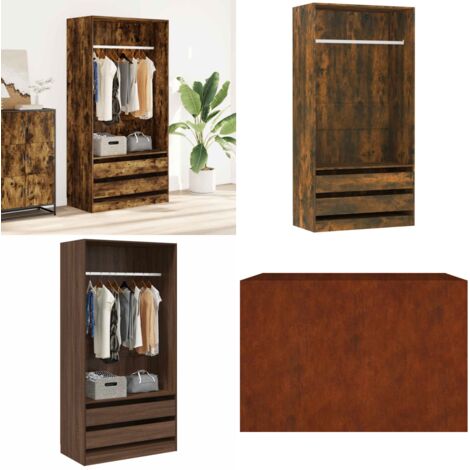 Armadio Rovere Fumo 100x50x200 cm in Legno Multistrato - Armadio con cassetti - Armadio con aste