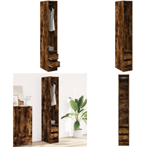 Armadio Rovere Fumo 30x50x200 cm in Legno Multistrato - Armadio in legno - Armadio multistrato