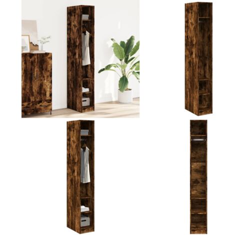 Armadio Rovere Fumo 30x50x200 cm in Legno Multistrato - Armadio rovere fumo - Armadio guardaroba