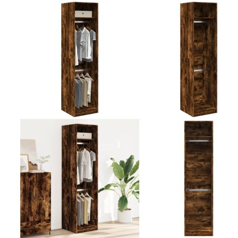 Armadio Rovere Fumo 50x50x200 cm in Legno Multistrato - Guardaroba - Armadio in legno