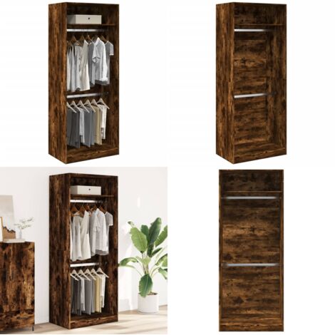 Armadio Rovere Fumo 80x50x200 cm in Legno Multistrato - Guardaroba - Armadio in legno