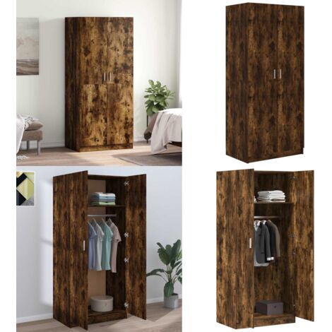 Armadio Rovere Fumo 80x52x180 cm in Legno Multistrato - Armadio rovere fumo - Armadio per casa