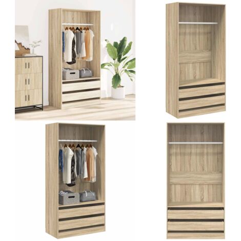 Armadio Rovere Sonoma 100x50x200 cm in Legno Multistrato - Armadio con cassetti - Armadio con asta