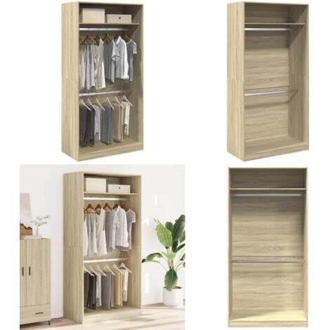 Armadio Rovere Sonoma 100x50x200 cm in Legno Multistrato - Armadio con scomparti - Armadio da ingresso