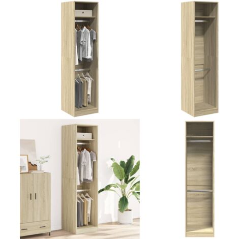 Armadio Rovere Sonoma 50x50x200 cm in Legno Multistrato - Armadio con scomparti - Armadio da ingresso