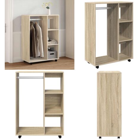 Armadio Rovere Sonoma 80x40x110 cm in Legno Multistrato - Armadio con ruote - Armadio rovere sonoma