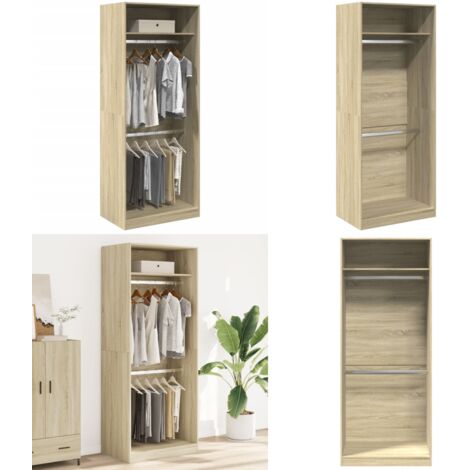 Armadio Rovere Sonoma 80x50x200 cm in Legno Multistrato - Armadio con scomparti - Armadio da ingresso