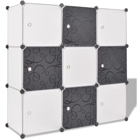 Armadio Salvaspazio a Cubo con 9 Scomparti Bianco e Nero vidaXL