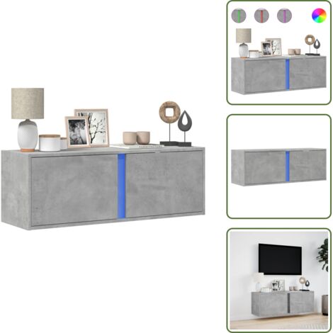 Armadio salvaspazio - vidaXL Mobile TV a Parete con Luci LED Grigio Cemento 100x31x35 cm - Armadio con ante