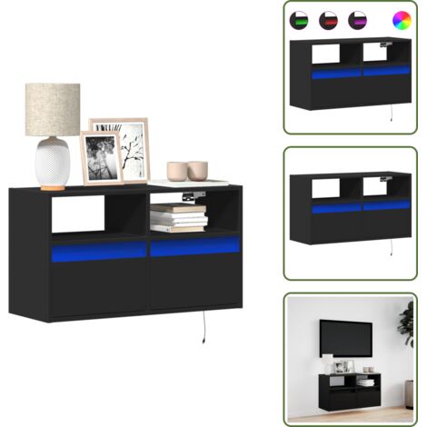 Armadio salvaspazio - vidaXL Mobile TV a Parete con Luci LED Nero 80x31x45 cm - Armadio con cassetti