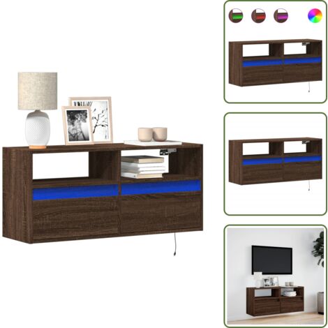 Armadio salvaspazio - vidaXL Mobile TV a Parete con Luci LED Rovere Marrone 100x31x45 cm - Armadio con cassetti