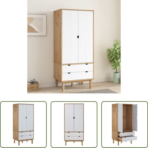 Armadio scandinavo -  Armadio OTTA Marrone e Bianco 76,5x53x172 cm in Legno di Pino