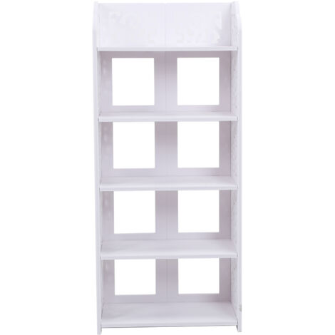 Armadio Scarpe Porta Scarpe, Scaffale Portascarpe Scarpiera da Ingresso, Scaffale portaoggetti in PVC per Scarpe Libri CD, Motivo Traforato, Colore: Bianco (5 Ripiani)
