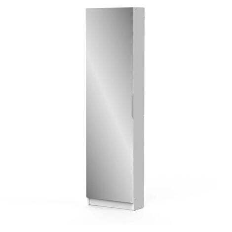 armadio scarpiera bianco con anta a specchio, 50x20x180 cm