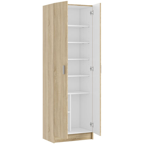 MarinelliGroup Armadio multiuso armadietto mobile bagno casa garage 2 ante  5 ripiani Bianco 73 X 37 X 180 cm 7142O