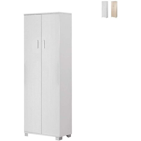 Armadio scarpiera multiuso due ante cinque ripiani Bianco Cenere 62x34x h178 cm