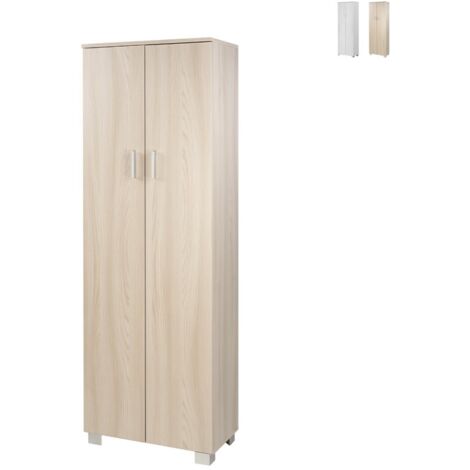 Armadio scarpiera multiuso due ante cinque ripiani Olmo Chiaro 62x34x h178 cm