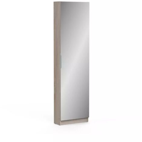 Dmora Scarpiera Moderna Made In Italy – 2 Ante E 1 Ribalta, Antracite Lucido, 60x27h108 Cm